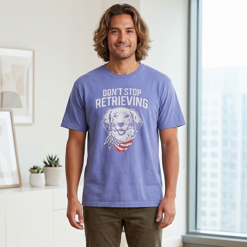 Dog Shirt XXL Blue‎ Graphic Tee Don't Stop Retrieving Labrador Funny Soft Unisex